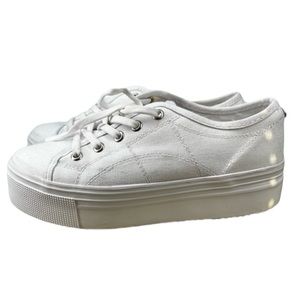 Steve Madden Mayra platform canvas white tennis shoe lace and tie